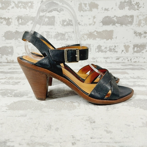 New Trask Saydee Leather Cone Heel Strappy Heeled Sandals V395 - Picture 5 of 12